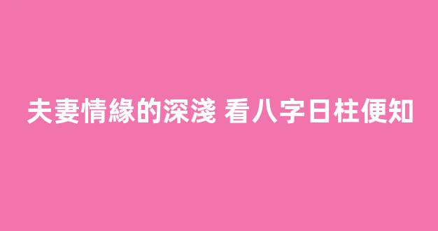 夫妻情緣的深淺 看八字日柱便知